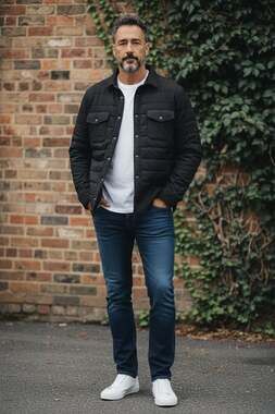 Pure Navy Quilted Shirt Jacket on SALE